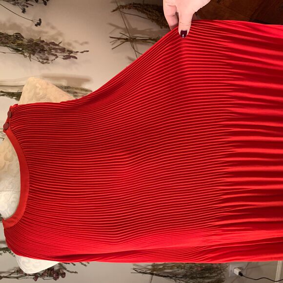 Ann Taylor Loft Red Pleated A Line Swing Dress Medium - Picture 2 of 8